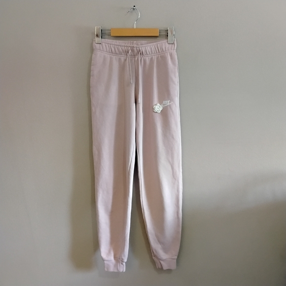 Nike Pants - Nike Pastel Pink Jogger Sweatpants with Crochet Flower & Logo – Size XS GUC